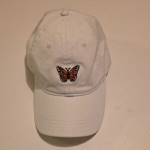 American Eagle White Cap with Butterfly Embroidery